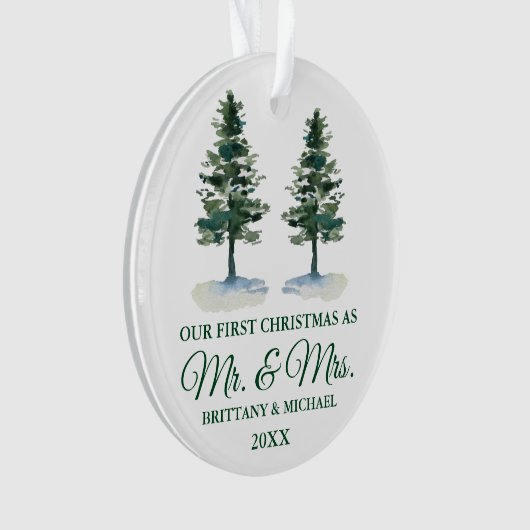 Eerste Kerstmis, de heer en mevrouw Waterverf Two  Ornament (voorkant)