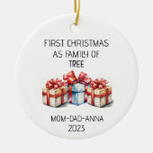 Eerste Kerstmis Familie van Boom Cadeaus Keramisch Ornament (Voorkant)
