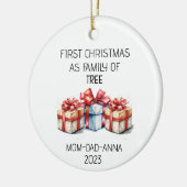 Eerste Kerstmis Familie van Boom Cadeaus Keramisch Ornament (Links)