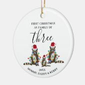 Eerste Kerstmis Familie van Drie Schattigee Wasbee Keramisch Ornament (Links)