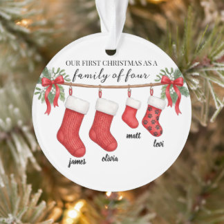 Eerste kerstmis Familie van Vier Soksjes Ornament