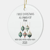 Eerste Kerstmis Familie van Vijf  Ornament (Links)