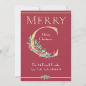 Eerste Kerstmis, Feestelijk rood, Baby Foto Kaart (Achterkant)