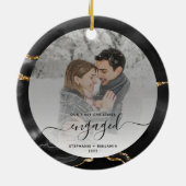 Eerste Kerstmis Foto Black Agate Keramisch Ornament (Achterkant)