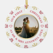 Eerste Kerstmis: Foto feestdag Keramisch Ornament (Voorkant)