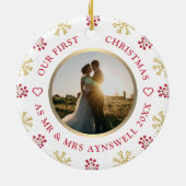 Eerste Kerstmis: Foto feestdag Keramisch Ornament (Achterkant)