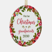 Eerste Kerstmis Foto grootouders Keramisch Ornament (Rechts)