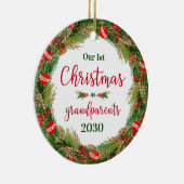 Eerste Kerstmis Foto grootouders Keramisch Ornament (Rechts)