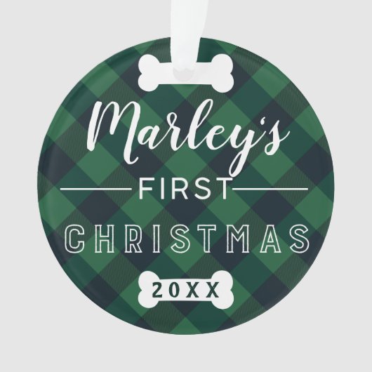 Eerste Kerstmis | Foto van Green Buffalo Ornament (voorkant)