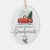 Eerste Kerstmis Foto van grootouders  vrachtwagen Keramisch Ornament (Rechts)