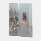 Eerste Kerstmis Foto van Mr. en Mrs. Glas Ornament (Voorkant links)