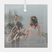 Eerste Kerstmis Foto van Mr. en Mrs. Glas Ornament (Voorkant)