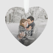 Eerste Kerstmis Geëvenieerd Foto White Script Hear Ornament (voorkant)