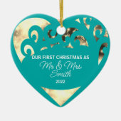 Eerste Kerstmis gepersonaliseerd als de heer & Mrs Keramisch Ornament (Voorkant)