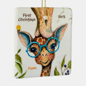Eerste Kerstmis Gepersonaliseerde Baby Giraffe Keramisch Ornament (Rechts)