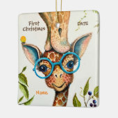 Eerste Kerstmis Gepersonaliseerde Baby Giraffe Keramisch Ornament (Links)