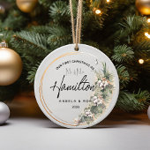 Eerste Kerstmis Getrouwd Keramisch Ornament, Boeke Keramisch Ornament