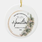 Eerste Kerstmis Getrouwd Keramisch Ornament, Boeke Keramisch Ornament (Voorkant)