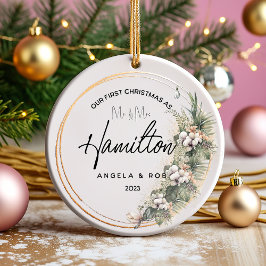 Eerste Kerstmis Getrouwd Keramisch Ornament, Boeke Ornament