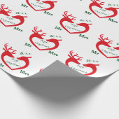 Eerste Kerstmis Getrouwd met Mr en Mrs Heart Deer Cadeaupapier (Hoek)