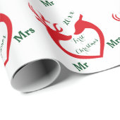 Eerste Kerstmis Getrouwd met Mr en Mrs Heart Deer Cadeaupapier (Rol Hoek)
