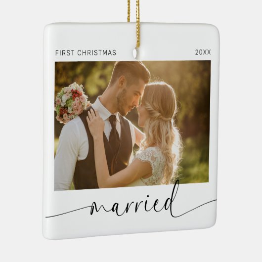Eerste Kerstmis getrouwd Passen getrouwd Keepsake Keramisch Ornament (Rechts)