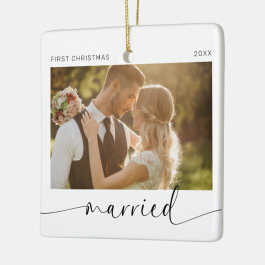 Eerste Kerstmis getrouwd Passen getrouwd Keepsake Keramisch Ornament (Links)