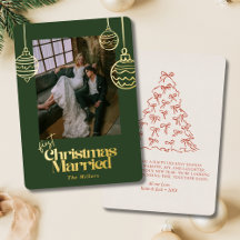 Eerste Kerstmis Getrouwd Trouwfoto Groen & Rood