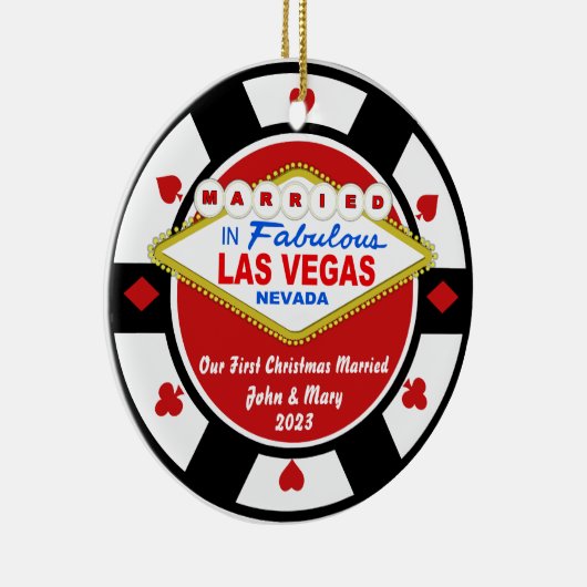 Eerste Kerstmis Getrouwd Vegas Ornament 2023 (Rechts)