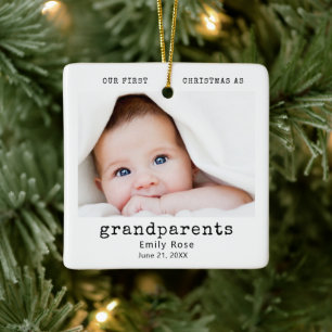 Eerste Kerstmis Grootouder Foto Modern Minimaal Keramisch Ornament