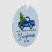 Eerste Kerstmis Grootouders  Blue Truck Ornament (voorkant)
