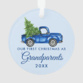 Eerste Kerstmis Grootouders  Blue Truck Ornament (achterkant)