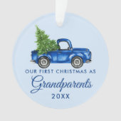 Eerste Kerstmis Grootouders  Blue Truck Ornament (voorkant)