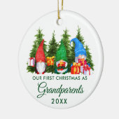 Eerste Kerstmis Grootouders Gnomes Green Trees Keramisch Ornament (Links)