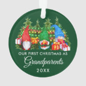 Eerste Kerstmis Grootouders Gnomes Lights Green Ornament (achterkant)