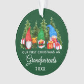 Eerste Kerstmis Grootouders Gnomes Trees Green Ornament (voorkant)