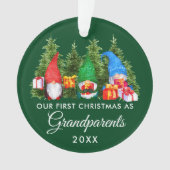 Eerste Kerstmis Grootouders Gnomes Trees Green Ornament (voorkant)