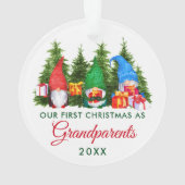 Eerste Kerstmis Grootouders Gnomes Trees Ornament (achterkant)