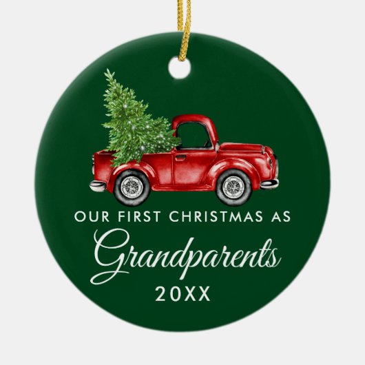 Eerste Kerstmis Grootouders PHOTO BACK Truck Keramisch Ornament (Voorkant)