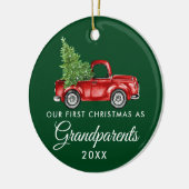 Eerste Kerstmis Grootouders PHOTO BACK Truck Keramisch Ornament (Links)