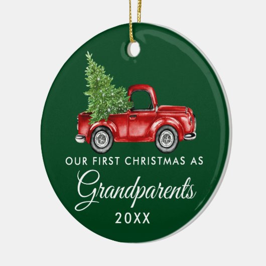 Eerste Kerstmis Grootouders PHOTO BACK Truck Keramisch Ornament (Links)