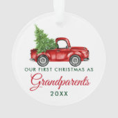 Eerste Kerstmis Grootouders  Red Truck Ornament (achterkant)