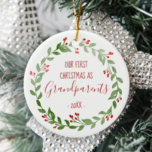 Eerste kerstmis grootouders traditionele baby foto keramisch ornament