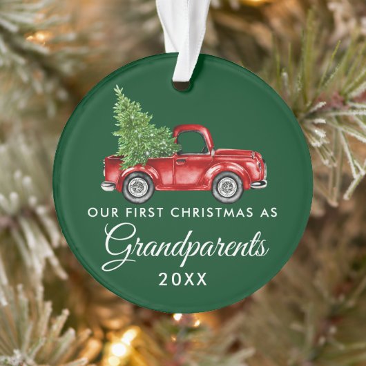 Eerste Kerstmis Grootouders  Truck Green Ornament (Boom)