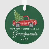 Eerste Kerstmis Grootouders  Truck Green Ornament (achterkant)
