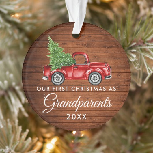 Eerste Kerstmis Grootouders Wood  Truck Ornament (Boom)