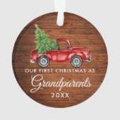 Eerste Kerstmis Grootouders Wood  Truck Ornament (achterkant)