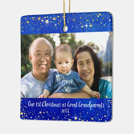 Eerste Kerstmis Grote Grootouders 2 Fotosterren Keramisch Ornament (Links)