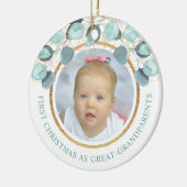 Eerste Kerstmis Grote Grootouders Eucalyptus Foto Keramisch Ornament (Links)