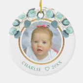 Eerste Kerstmis Grote Grootouders Eucalyptus Foto Keramisch Ornament (Achterkant)